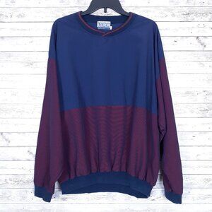 VCC Mens Golf Shirt L Blue Red Stripe 233